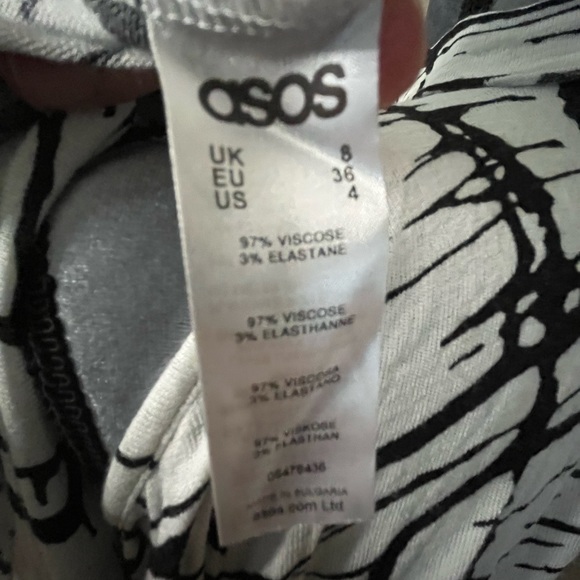 ASOS Black & White Geometric Asymmetrical Mock Neck Tunic, Size S - Picture 10 of 11